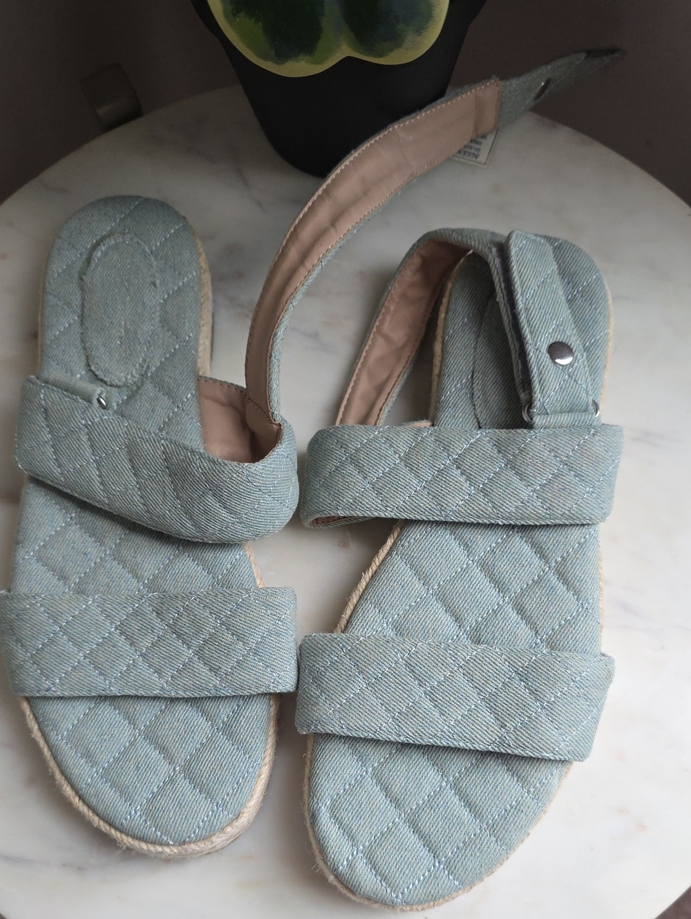BCBGeneration Quilted Light Blue Double-Strap Espadrille Sandals